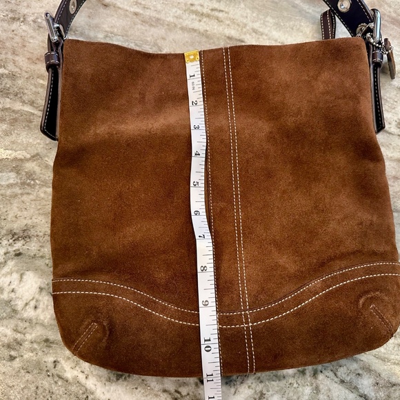 Vintage Y2K Coach Suede Crossbody / Messenger / Chocolate Brown - Picture 9 of 10